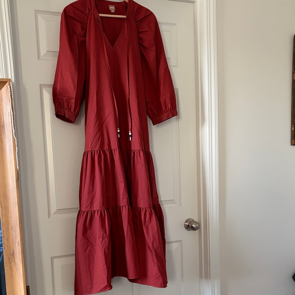 Boss Depera Brick Red Long Sleeve Dress